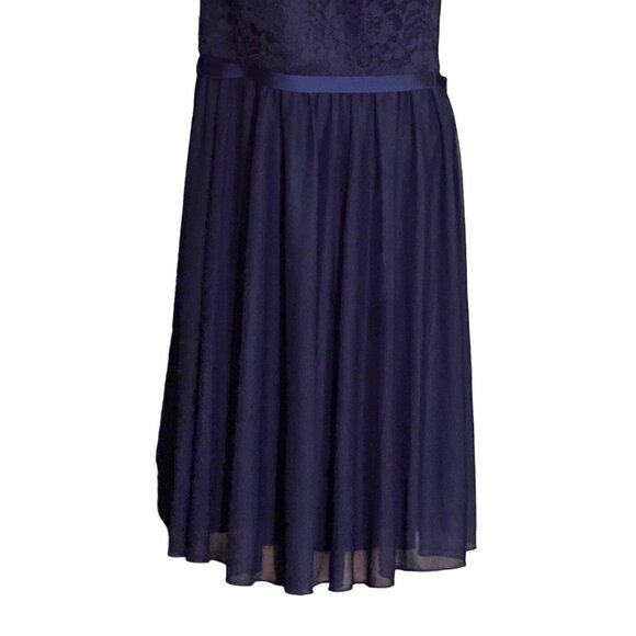 David's Bridal women's navy blue, mid-length formal dress, size 8,one shoulder, - Picture 3 of 10